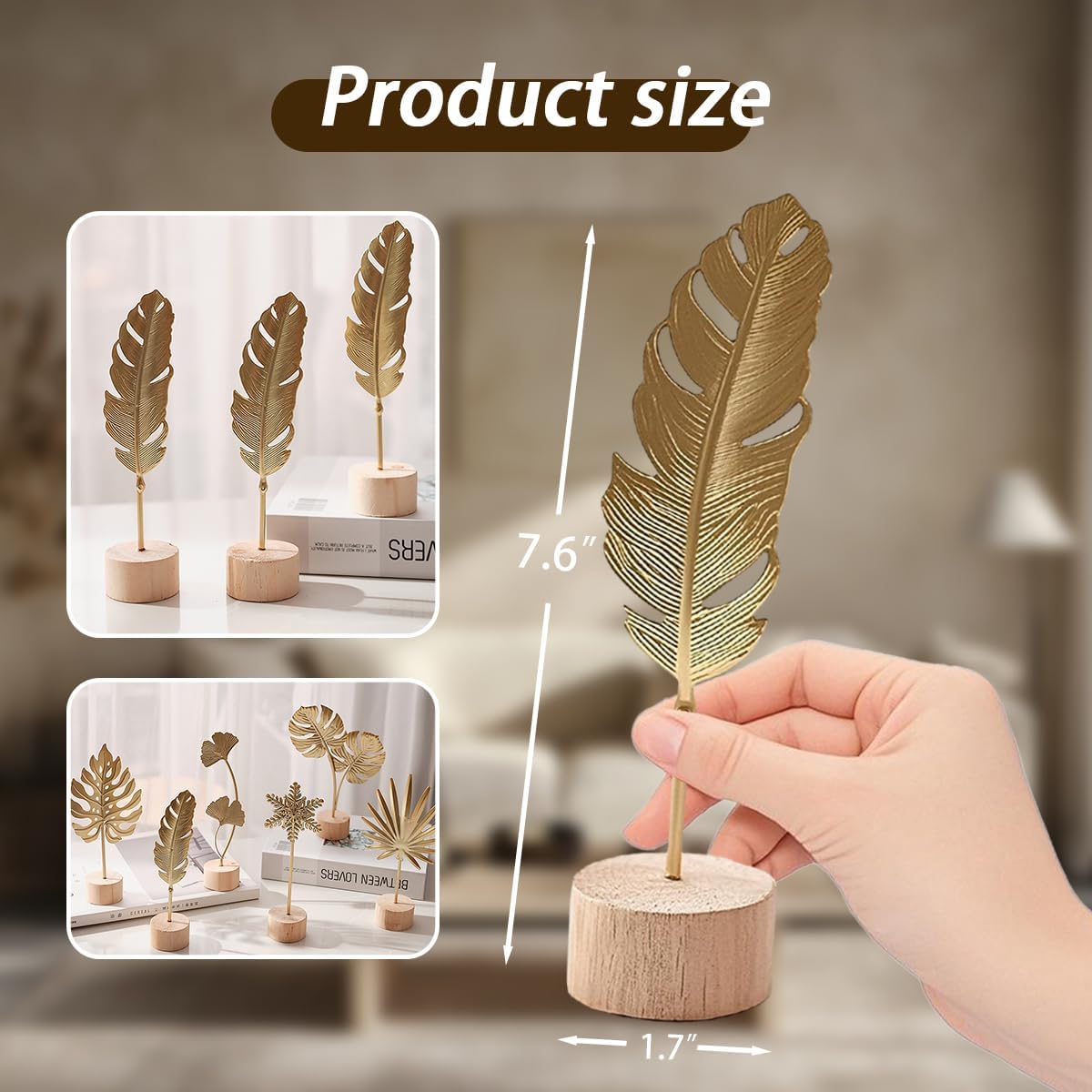 3-Piece Gold Leaf Home Decor Set