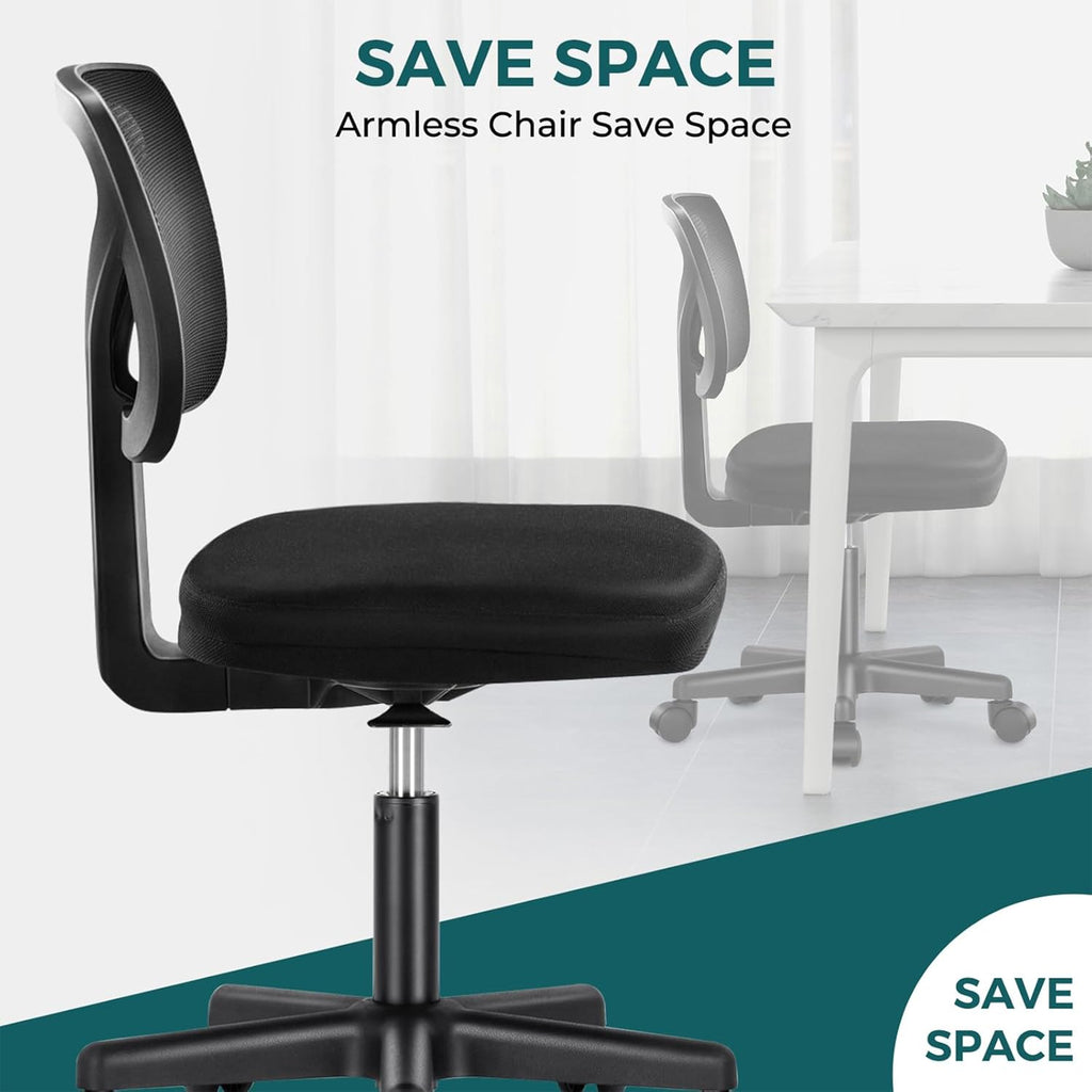 Armless Ergonomic Adjustable Rolling Chair