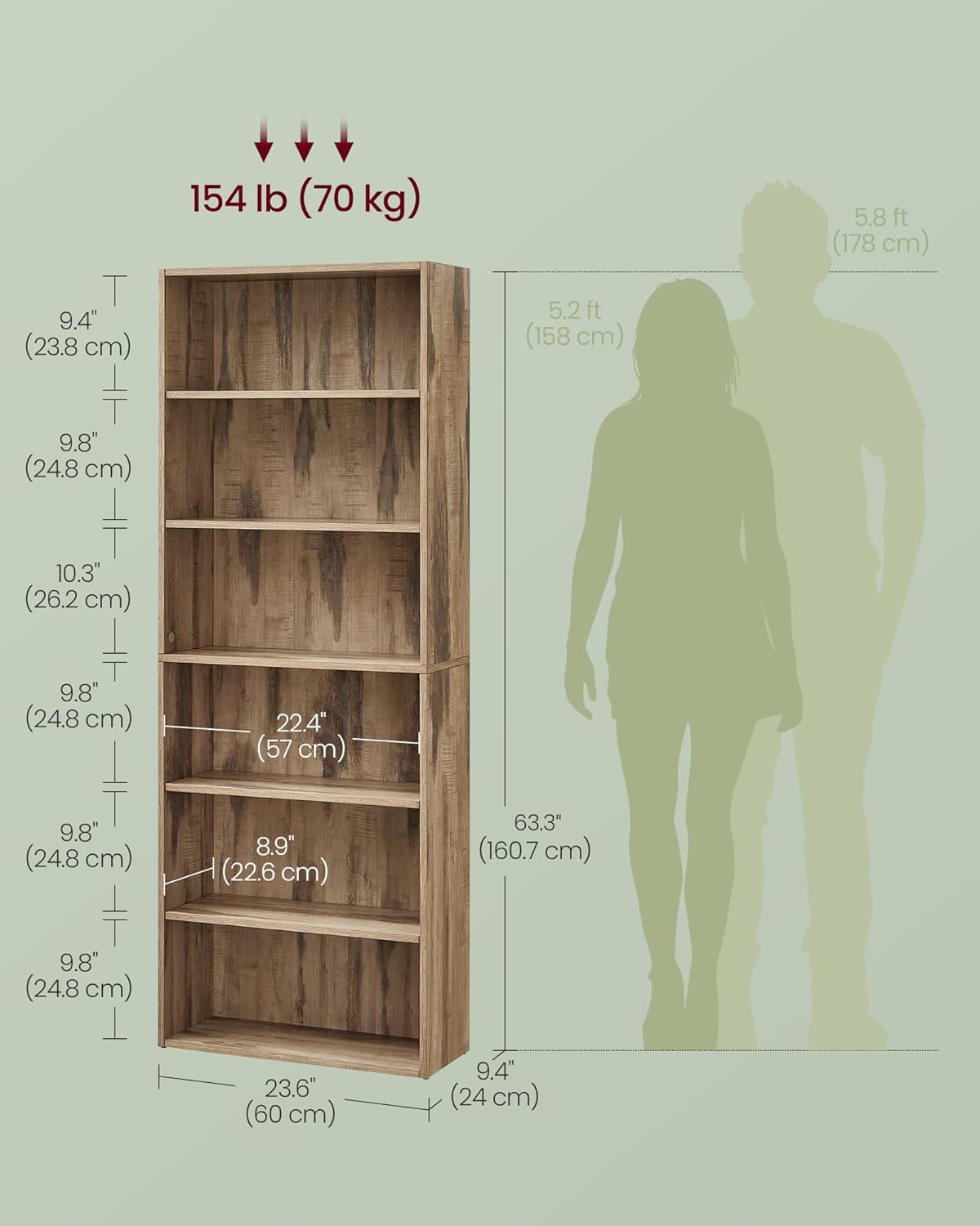 6-Tier Bookshelf