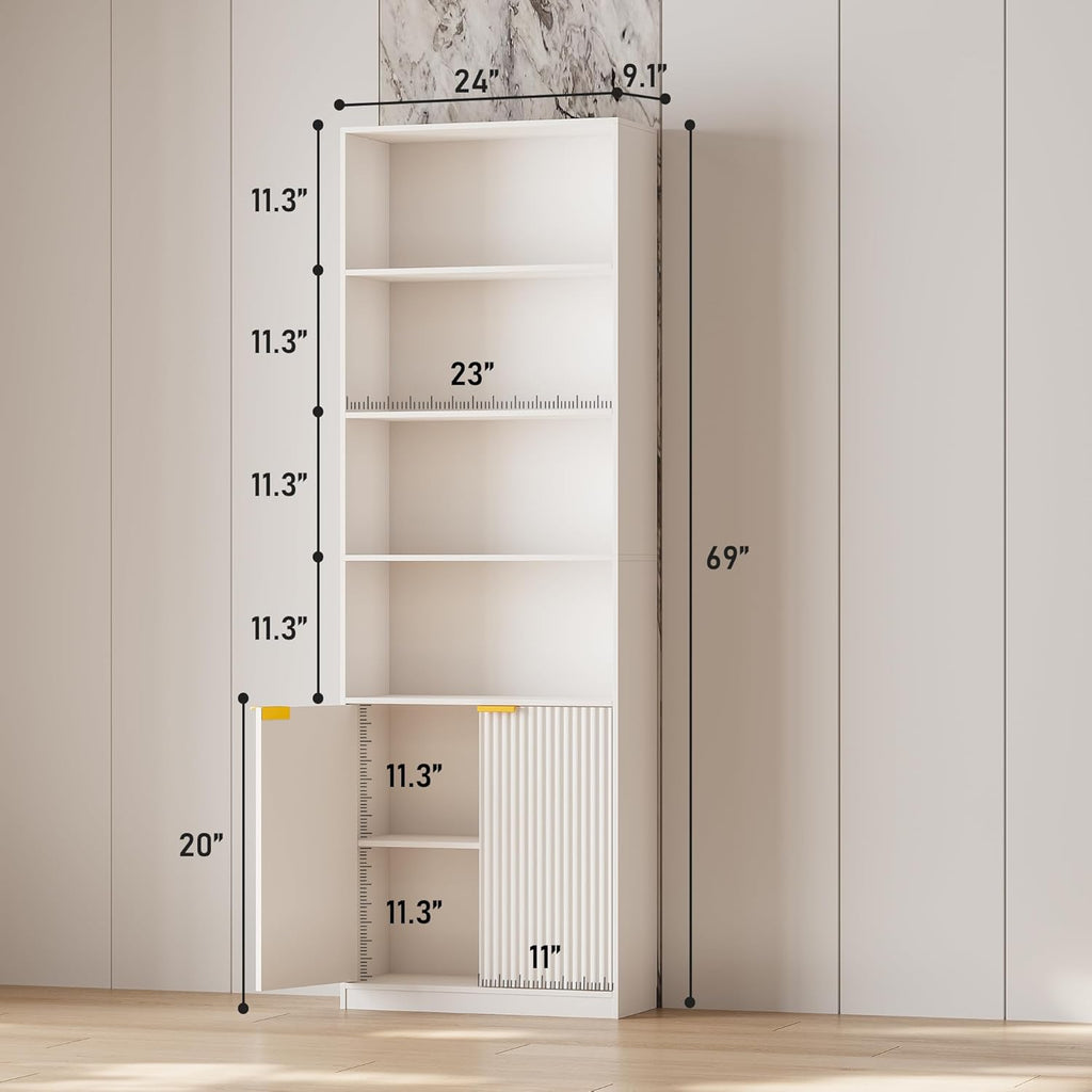 6-Tier Bookshelf with Doors