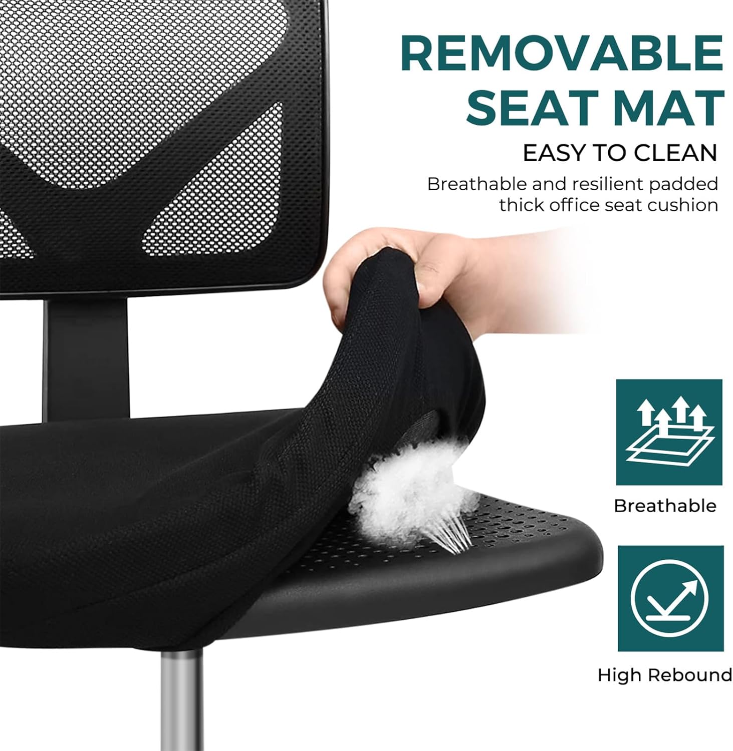 Armless Ergonomic Adjustable Rolling Chair