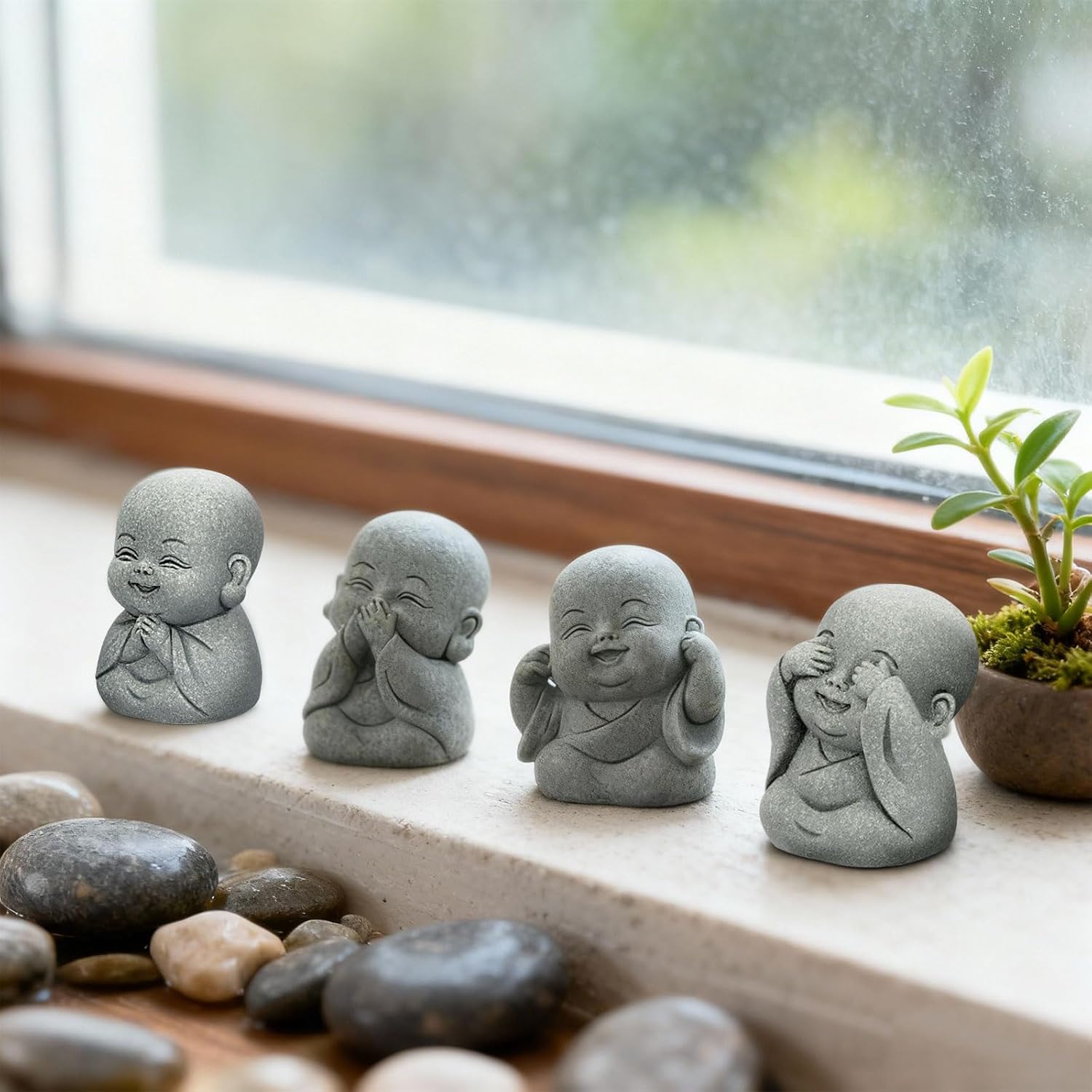 4-Piece Baby Buddha Statue Set