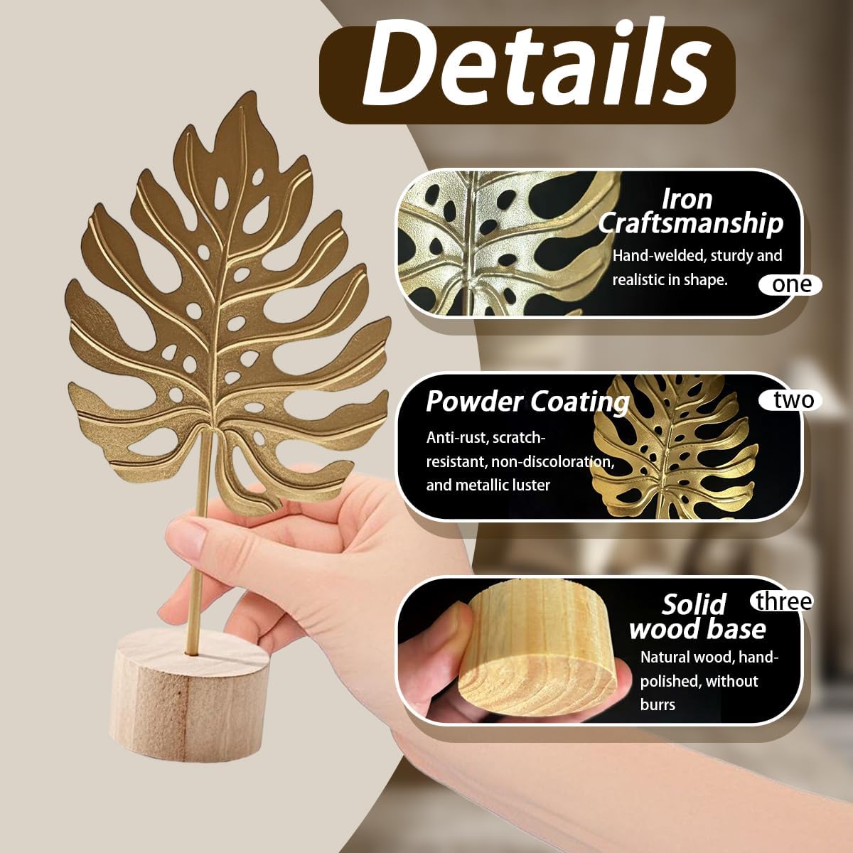 3-Piece Gold Leaf Home Decor Set