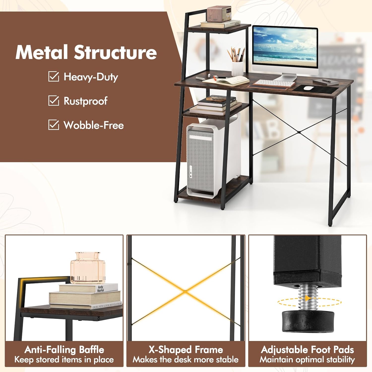 47.5” Desk with Shelf