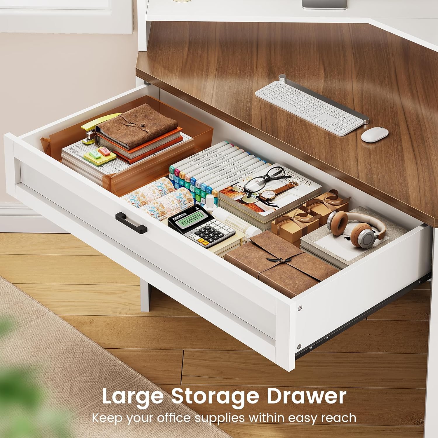 LED/Power Corner Desk with Hutch