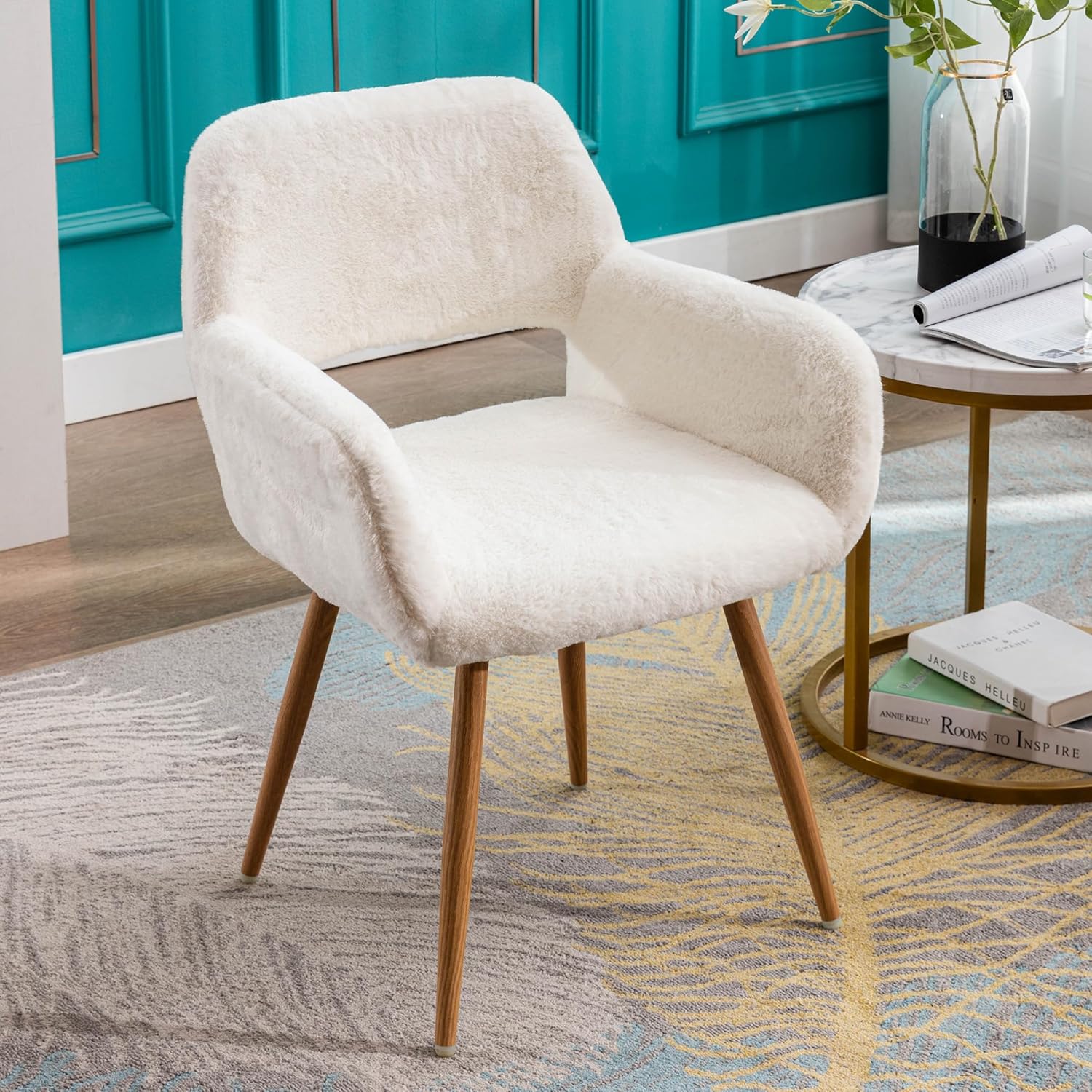 Faux Fur Accent/Office chair (No Wheels)