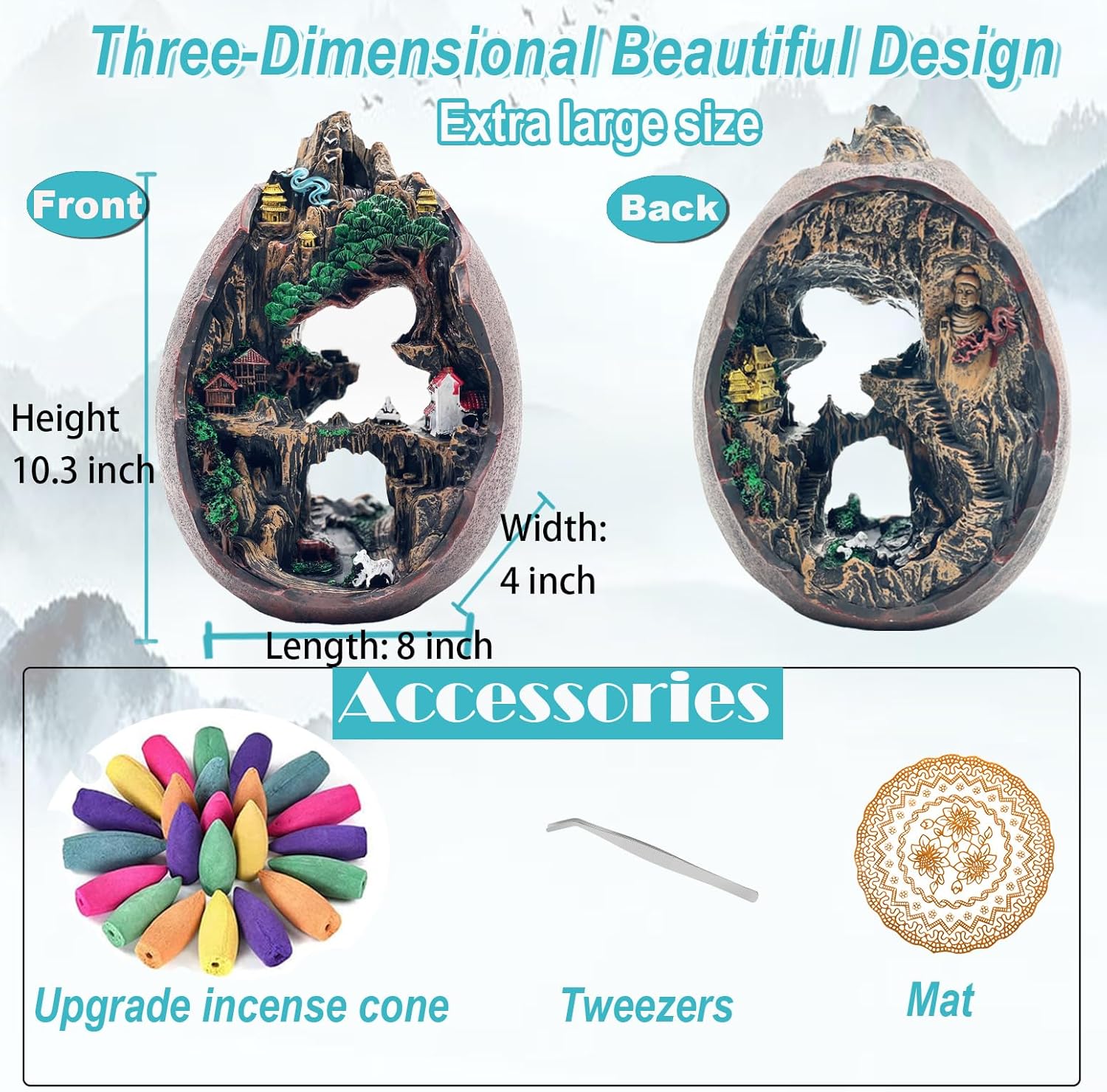 Mountain Landscape Backflow Incense Burner