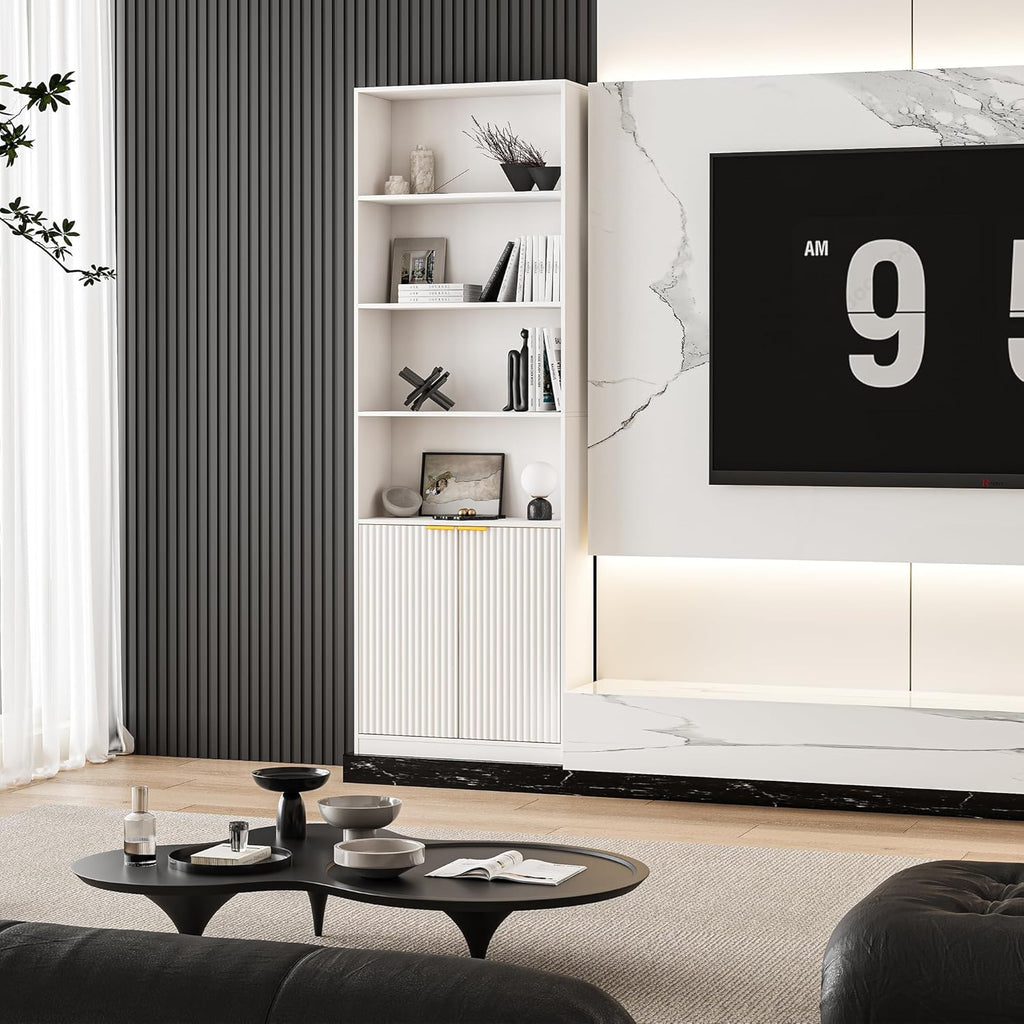 6-Tier Bookshelf with Doors