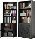 5-Tier Bookshelf with Doors (Set of 2)